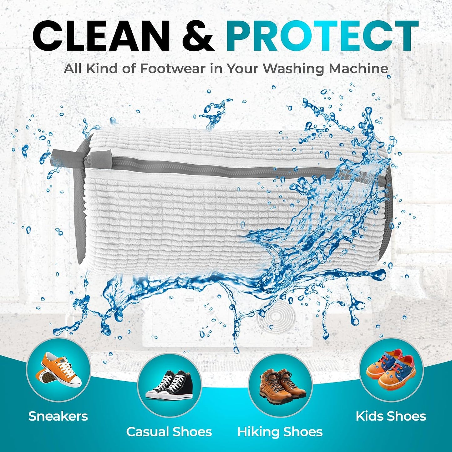 Premium Shoe Washing Machine bag 2 Pack – 360° Self-Locking Zipper Reusable Sneaker Laundry Set – Heavy-Duty Microfiber Shoe Washing Bag for Washer & Dryer, Boots & Athletic Footwear (Yellow)
