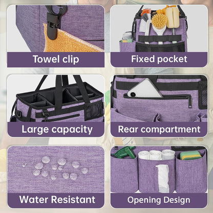 IBVIVIC Wearable Cleaning Caddy Bag for Cleaning Supplies, Black | Cleaning Organizer Tote Bag with Handle & Shoulder Straps Kitchen Cleaning Supplies Storage Bag for Cleaners & Housekeepers