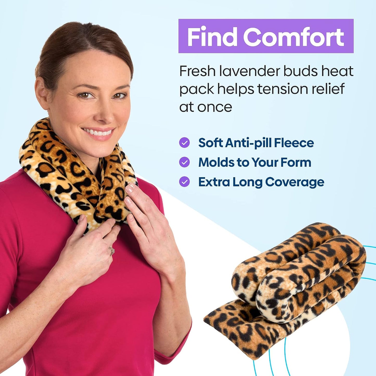 SunnyBay Microwavable Heating Pad for Neck and Shoulder, Heated Neck Wrap, Microwave Heat Pad, Weighted Beanbag Moist Hot or Cold Compress, 2.2 lbs, 26x4 Inches, Buffalo