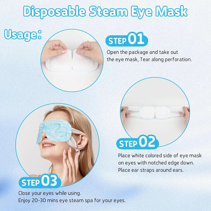 Steam Eye Mask for Dry Eyes, Heated Eye Mask Self Heating Warm Compress for Eyes, Disposable Steam Mask for Sleep, Spa, Travel Must Have for Rest, Relaxation Gifts, Unscented