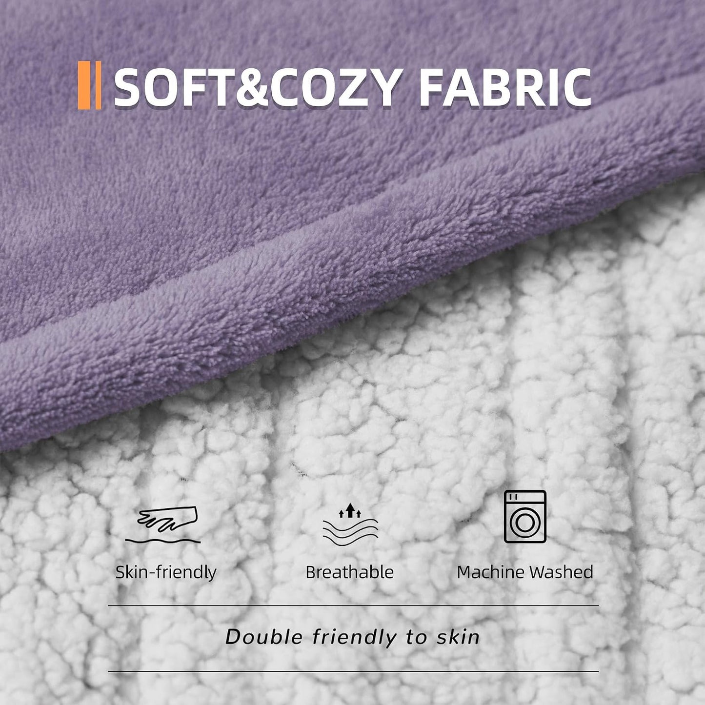 Heated Blanket 50x60”, 3 Hours Auto-Off Electric Blanket, Grey | 5 Heat Settings, Heating Blanket Machine Washable, Overheat Protection, Soft Fabric, Energy Efficient, Heat Throw for Office