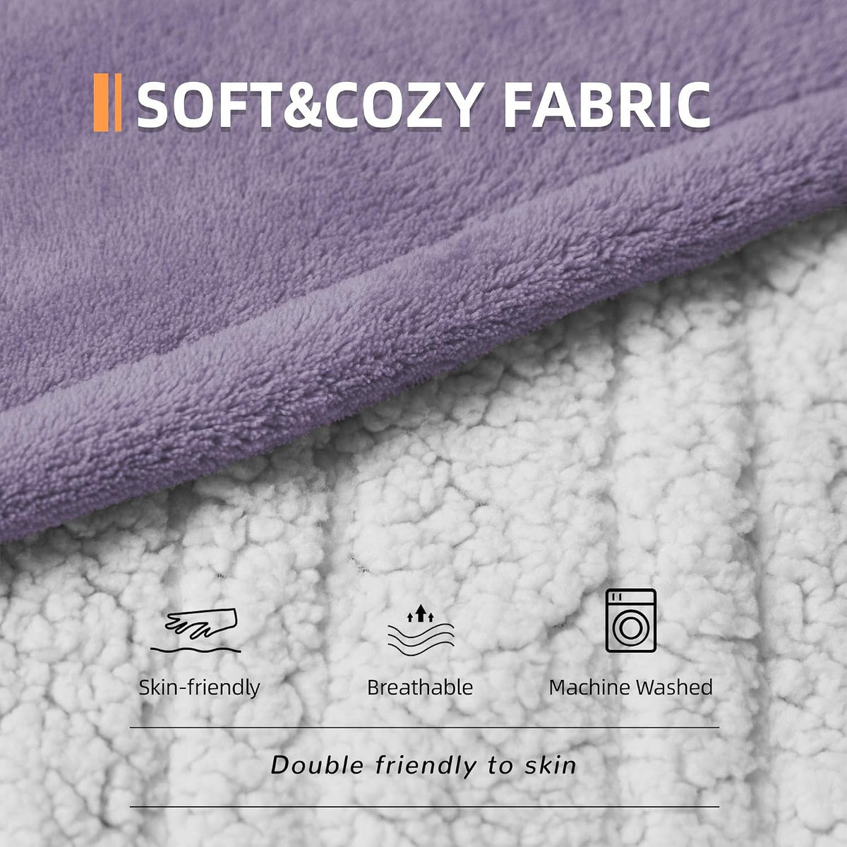Heated Blanket 50x60”, 3 Hours Auto-Off Electric Blanket, Grey