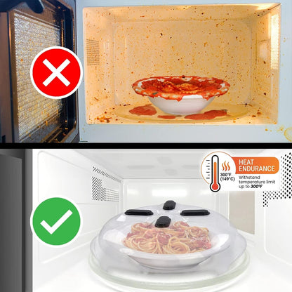 HOVER COVER Magnetic Microwave Splatter Cover for Food - 12-Inch - Gray | BPA-Free Lid, Vented Plate Guard with Steam Vents, Anti-Splash Microwave Lid, Dishwasher Safe, Space-Saving Magnetic Storage