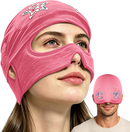Migraine Relief Cap with Slide-Up Eye Mask, Headache Relief Ice Hat | Compression Head Face Ice Pack, Reusable Hot & Cold Gel Wrap for Hangover, Stress, Tension,Puffy Eyes, for Men Wemen Gift