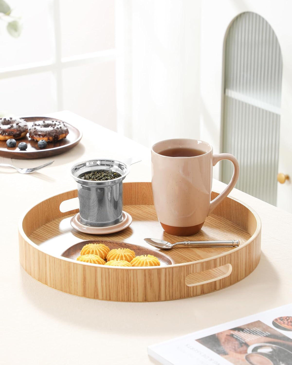 MALACASA Ceramic Tea Mug with Lid and Stainless Steel Infuser, 18 oz Large Tea Cup for Loose Leaf Tea, Heat-Resistant, Microwave & Dishwasher Safe, Speckled Glaze Coffee & Tea Brewer Mug, Khaki Brown