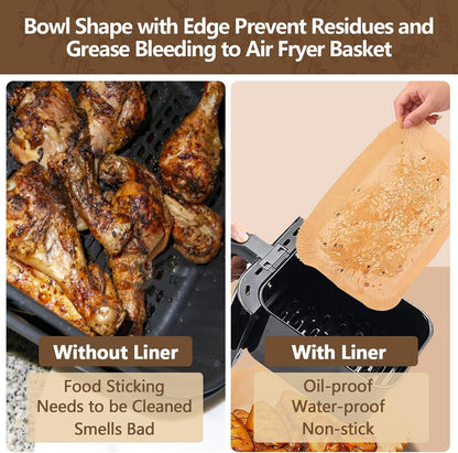 UBeesize 9 Inch Disposable Air Fryer Liners 200 Pack Square Parchment Liner