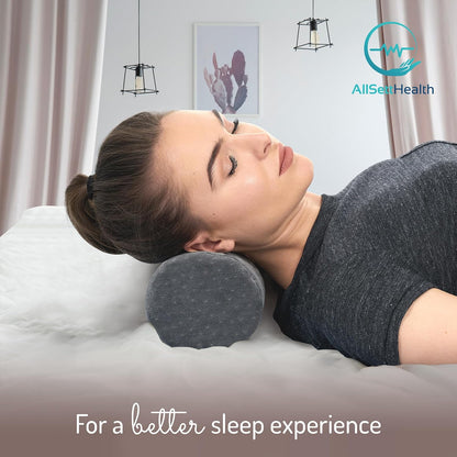 AllSett Health Firm Cervical Neck Roll Memory Foam Pillow, Bolster Pillow, Round Neck Support for Sleeping | Bolster for Bed, Legs, Back and Yoga