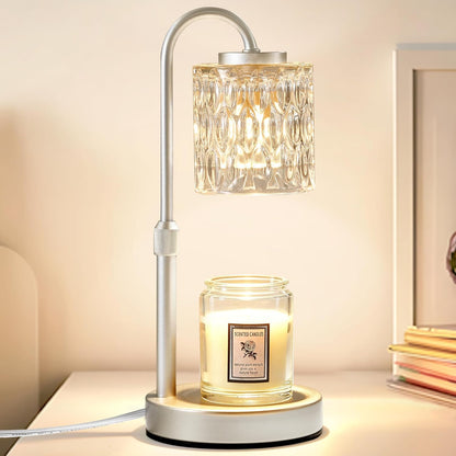 CASTLELIFE Dimmable Candle Warmer Lamp with Timer, Height Adjustable Candle Warmer for Jar Candles, Electric Wax Melt Warmer for Home Decor House Warming Gifts, Birthday Gifts for Women, Black Clear