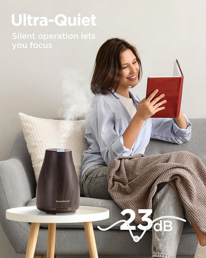 InnoGear Essential Oil Diffuser, Ultrasonic Diffusers for Home Aromatherapy Humidifier for Bedroom Room 7 Colors LED 2 Mist Mode Auto Off, Basic White