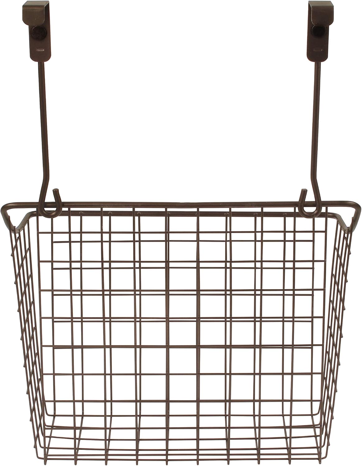 Spectrum Hanging Baskets for Organizing (Large, Satin Nickel) - Grid Over the Cabinet Wire Basket for Kitchen or Bathroom - Door Hanging Storage Organizer for Cleaning Supplies, Washcloths, & Towels