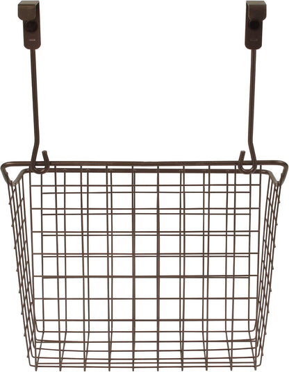 Spectrum Hanging Baskets for Organizing (Large, Satin Nickel) - Grid Over the Cabinet Wire Basket for Kitchen or Bathroom - Door Hanging Storage Organizer for Cleaning Supplies, Washcloths, & Towels