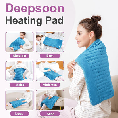 Heating Pad,Heated Blanket,Heating Pad for Back Neck,Grey,24x12 Inch | Electric Heating Pad,Dry/Moist Heat Heating Pads,Heating Pads for Shoulder,Abdomen,Heat Pad for Women Men,Birthday Gift