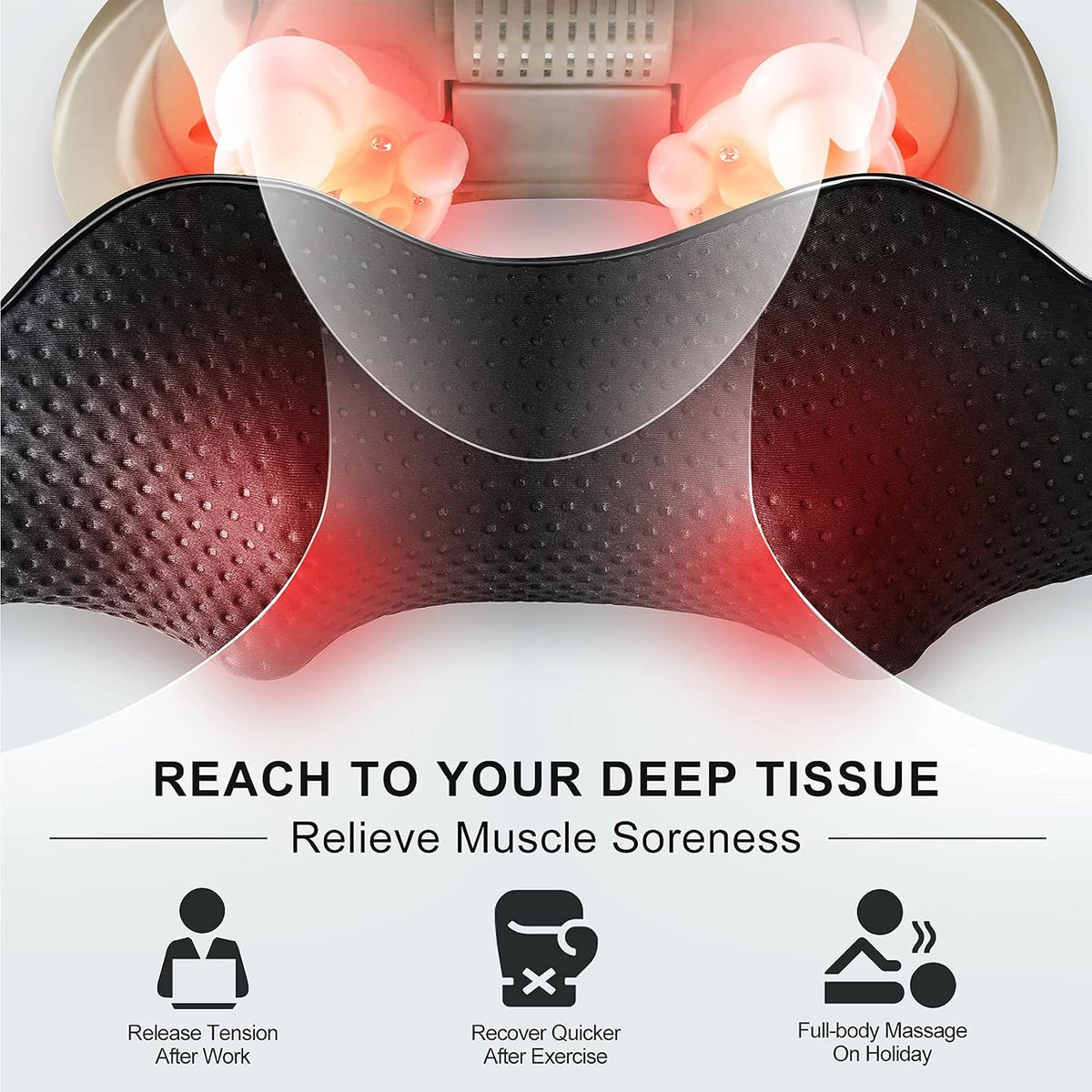 Shiatsu Neck and Back Massager with Heat for Pain Relief Deep Tissue Gifts