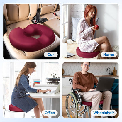 Donut Pillow Seat Cushion, Cooling Gel Memory Foam Chair Cushion, Black | Office, Home & Car Seat Cushion, Butt Pillow for Tailbone Pain Relief, Hemorrhoids and Everyday Sitting Comfort