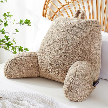 StarAneer Reading Pillow for Sitting in Bed Adult,Back for Bed Sitting Up, Pillow,Backrest Back Support Chair Pillow, College Dorm Essentials for Girls and Boys, Velvet Beige L