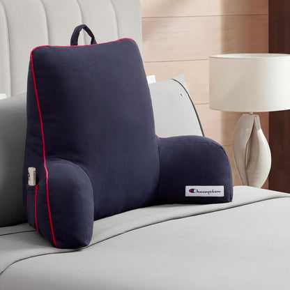 Champion Faux Wool Bedrest Pillow, 100% Polyester Cover and Fill, Spot Clean Only, Navy Blue, 29" x 24.5" x 10.5"