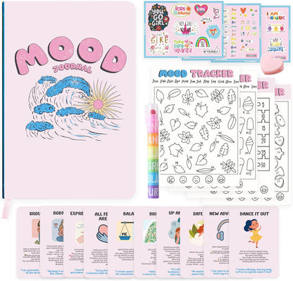 Mood Tracker Journal Set for Teen Girls & Tweens, Self Care Gift(Pink)
