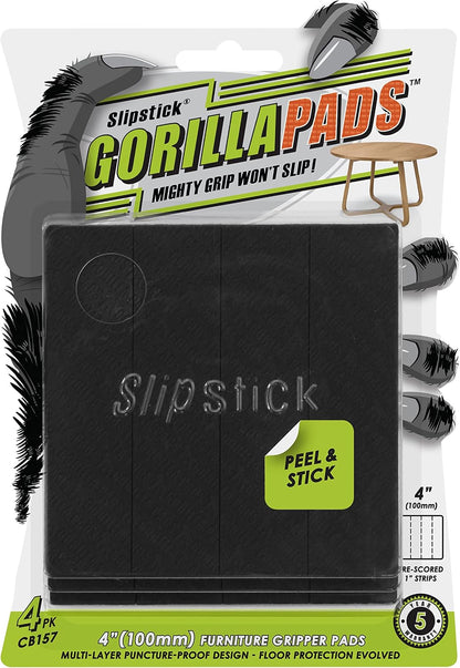 Slipstick GorillaPads CB147 Non Slip Furniture Pads/Gripper Feet (Set of 16) Self Adhesive Rubber Floor Protectors, 1 inch Round, Black