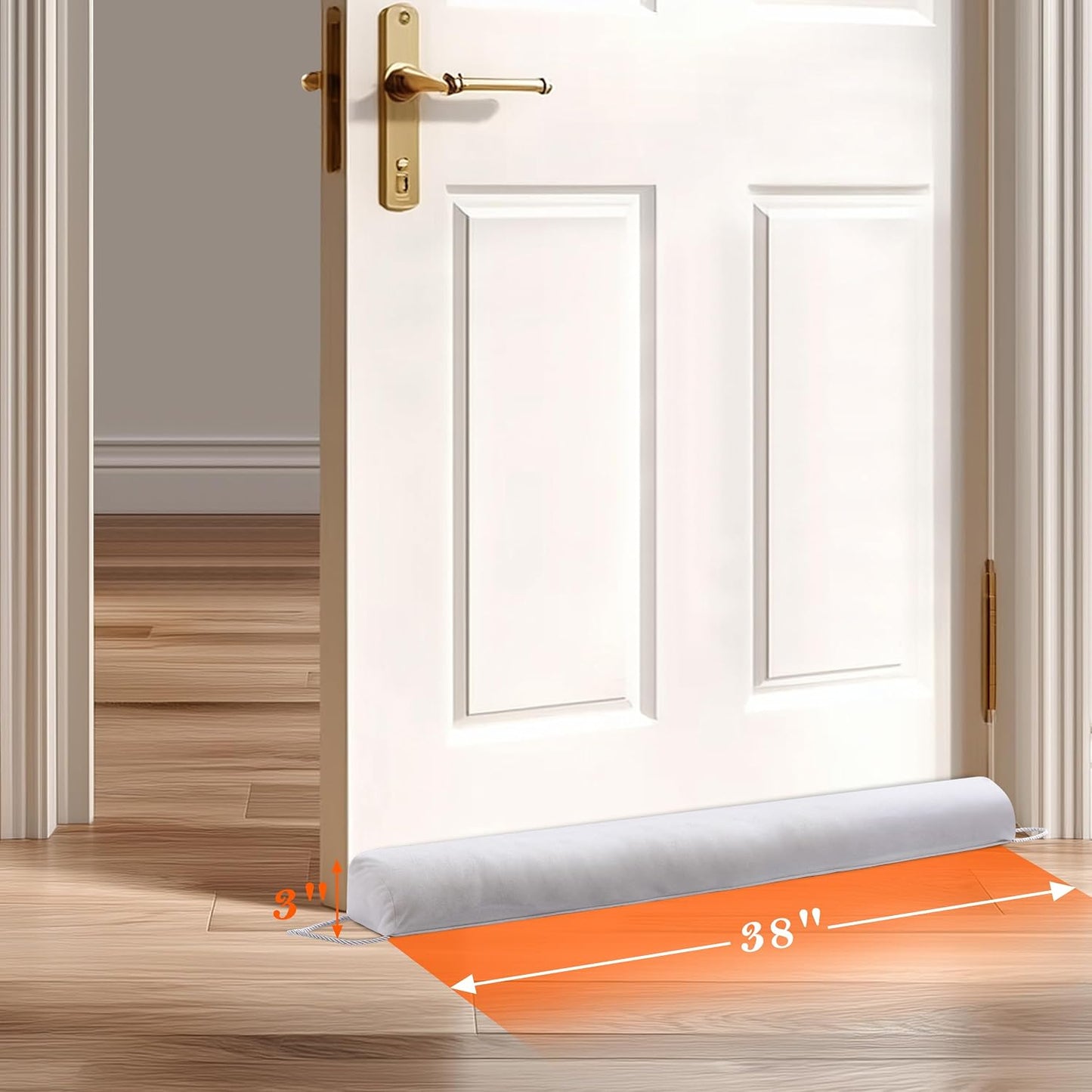 Door Draft Stopper with Removable Washable Cover, 38", Black | Weighted Gap Filler, Blocks Hot and Cold Air, All-Season Seal, Easy Install, Noise & Wind Blocker, Home Essentials