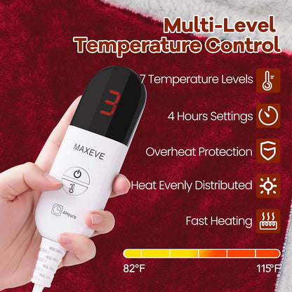 MAXEVE Heated Wearable Blanket with Foot Pocket & Sleeves Electric Snuggle