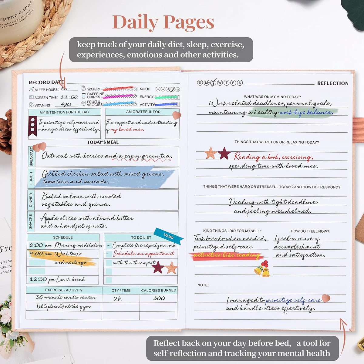 5 MINUTES A DAY Mental Health Journal, 91-Day Guided Journal, Beige