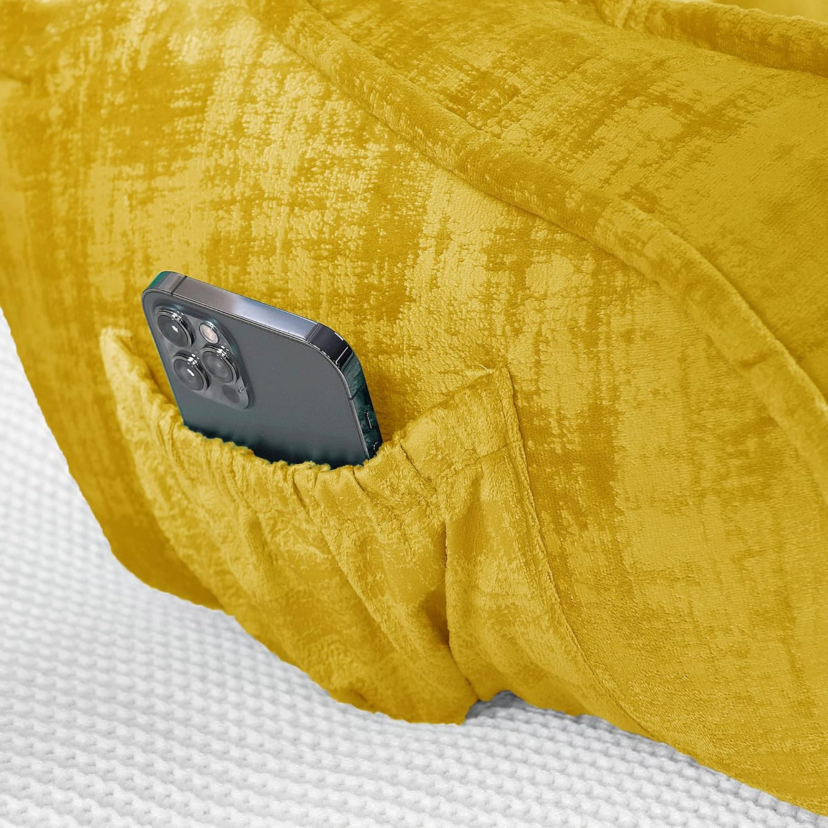 DIY Assembly Art Velvet Backrest Reading Bed Rest Pillow with Arms & Pockets, 18" H for Sitting in Bed Couch Sofa, Back Support Cushion with Removable Cover, 20"x18"x17", Aqua