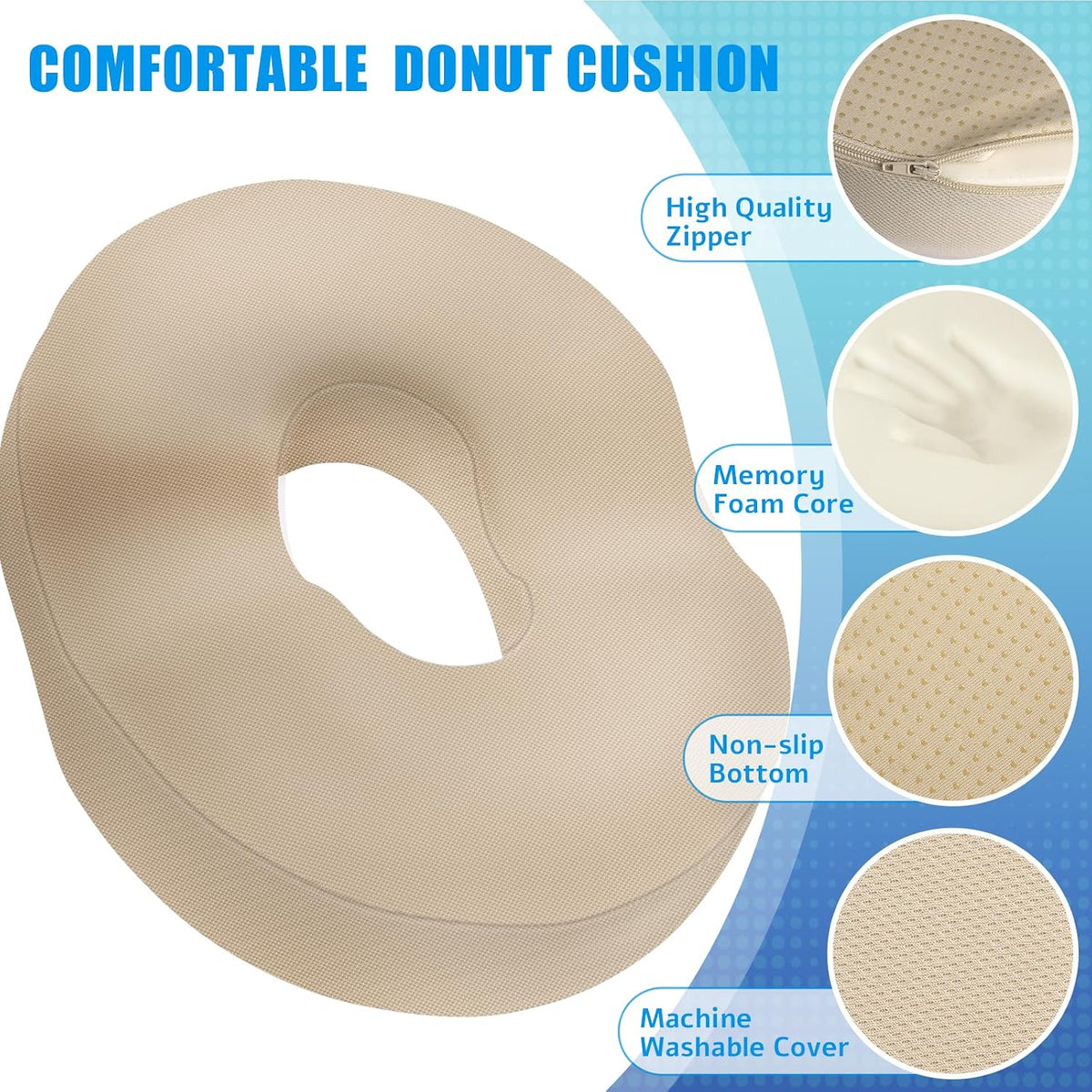 BlissTrends Donut Pillow Seat Cushion, Memory Foam Lifting Cushions(Black)
