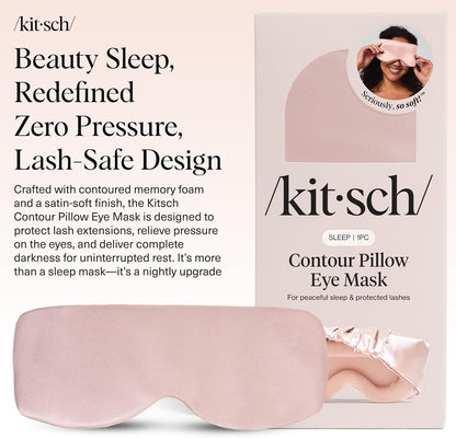 Kitsch Contour Satin Sleep Mask | Eye Masks for Sleep - Blush | Softer Than Silk Sleep Mask, Blindfold Sleep Masks for Women & Men, No Eye Pressure, Lightweight Eye Mask, Travel Essentials