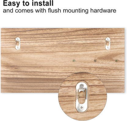 Lwenki Mail Organizer for Wall Mount – Key Holder with Shelf Includes Letter Holder and Hooks for Coats, Dog Leashes – Rustic Wood with Flush Mounting Hardware (16.5” x 8.7” x 3.5”)