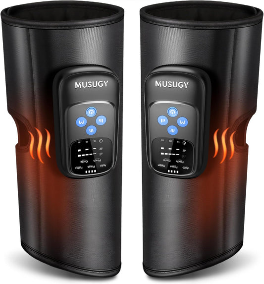Cordless Calf Massager with Heat and Compression : Rechargeable Leg Compression Massager with 5 Modes, 5 Intensities for Pain Relief and Circulation - Calf Massage Device for Muscle Recovery