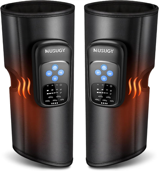 Cordless Calf Massager with Heat and Compression : Rechargeable Leg Compression Massager with 5 Modes, 5 Intensities for Pain Relief and Circulation - Calf Massage Device for Muscle Recovery