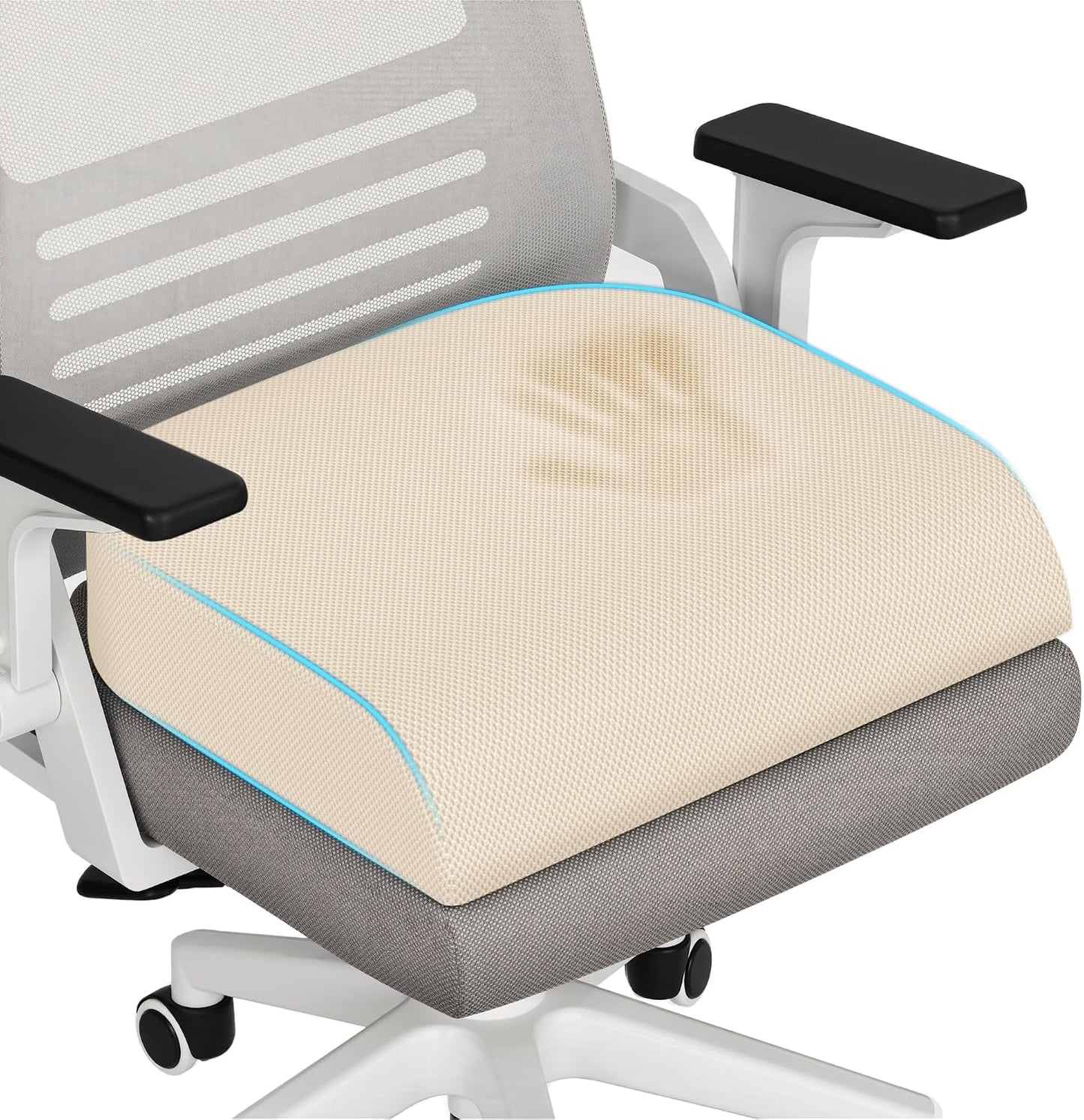 TranquilRelax Memory Foam Seat Cushion for Office Chair, 3-Inch, Black | Medium-firm Support for Long Sitting, Washable Mesh Cover, Non-slip Base, Perfect for Car Seats & Short Drivers