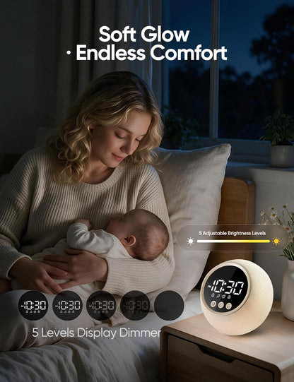 Sunrise Alarm Clock with Sound Machine, Wake Up Light, Dual Alarms
