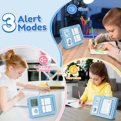 3-in-1 Visual Timer for Kids, Chore Chart for Kids, Visual Schedule（Blue） | To do list board, routine chart for home, school, classroom, ADHD/autism visual support, checklist, silent vibration alerts