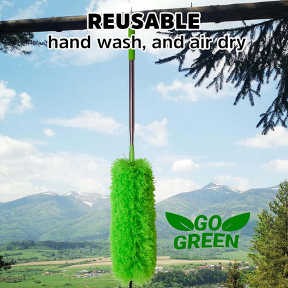 Flat Gap Dust Cleaner with Extendable Pole, Bafezoze Retractable Under Appliance Duster with 2 Washable Microfiber Pads, Slim Flexible Gap Mop for Cleaning Under Bed Sofa Cabinet Refrigerator Gray