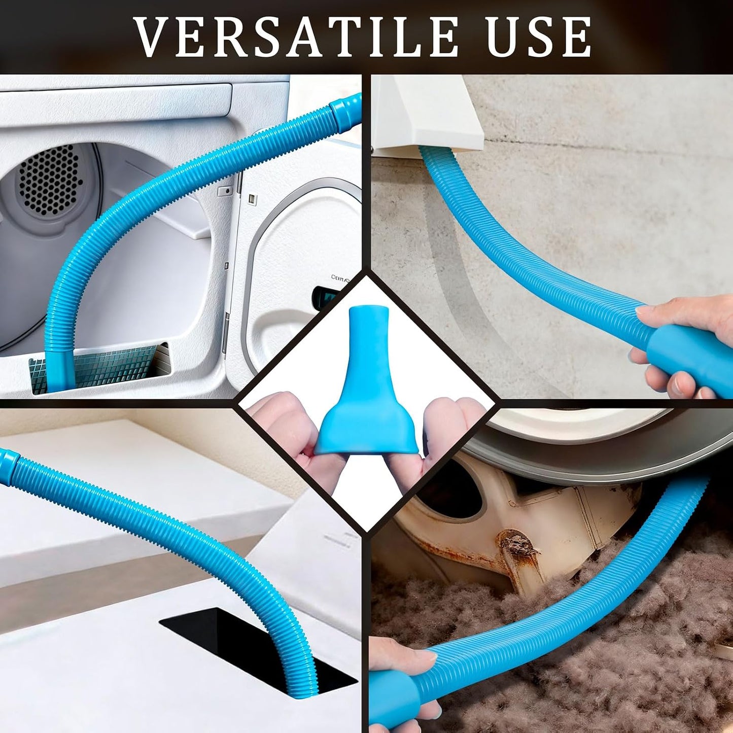 Dryer Vent Cleaner Kit, Vacuum Hose & Brush for Lint Trap Cleaning | Flexible Dryer Vent Cleaning Hose with Brush Attachment, Universal Vacuum Adapter for Deep Dryer Lint Trap Removal