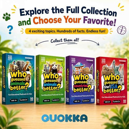 Quokka Who Guess It Better Countries – Educational Game with Visual Clues, Geography Learning Card Set, 50 Cards, Screen-Free Travel Game for Kids Ages 6+