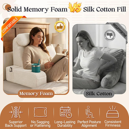 Reading Pillow/Backrest Pillow with Arms, Cup Holder & Phone Pocket
