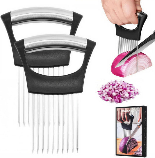 Onion Holder for Slicing, Stainless Steel Onion Slice Holder