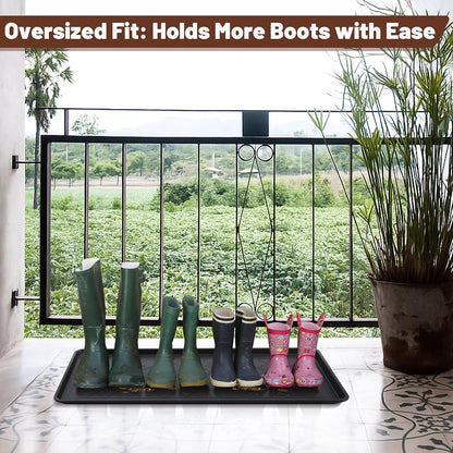 3 Pack Extra Large Boot Tray 40"x20" Long Shoe Mats Boot Storage with Raised Edge Waterproof Plastic Wet Shoe Tray for Entryway Floor Indoor Outdoor Mudroom Multi Use(Black)