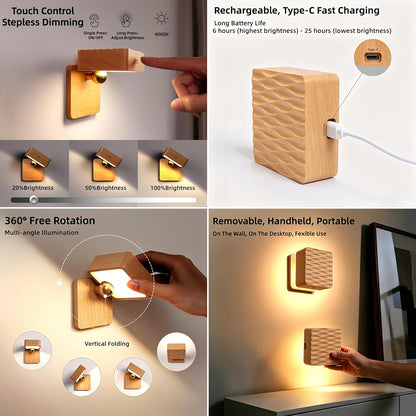 Rechargeable Wall Sconce Battery Operated LED Wall Light for Bedroom,Motion Sensor Night Light Indoor for Reading Light,Dimmable Touch Cordless Lamp,Removable Rotatable Magnetic Wall Lamp