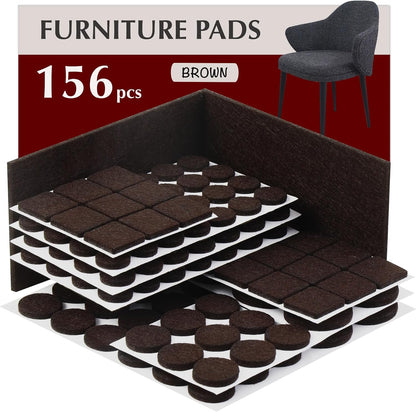 Felt Furniture Pads - 156pcs Black - Chair Leg Floor Protectors - Felt Pads | Furniture Sliders for Hardwood Floors, Chair Foot Pads, Furniture Legs, Felt Pads for Chairs, Floor Protectors for Furniture