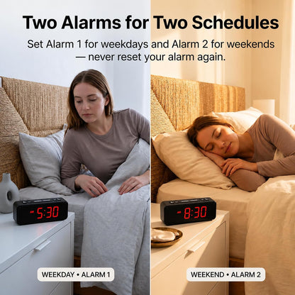 Vibrating Bed Shaker Alarm Clock for Deaf & Hard of Hearing, Black