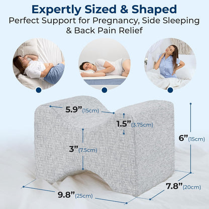 5 STARS UNITED Knee Pillow for Side Sleepers - Hip Pain Relief, Memory Foam Leg Cushion for Side Sleeping - Between Legs Pillow for Sciatica & Lower Back Pain, White