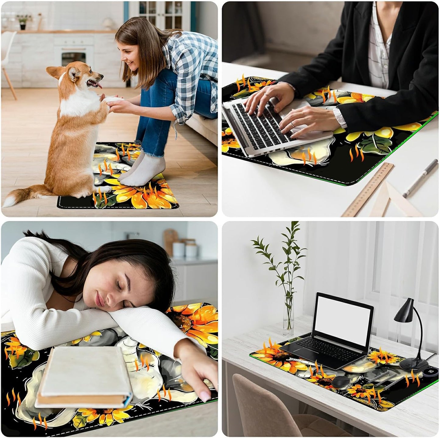 Heated Desk Pad Heated Large Mouse Pad, Electric Quickly Warm Desk Mat with 3 Levels Heating 3 Hours Auto Shut-Off, 31.5" x 13" Warm Gaming Mousepad Hand Foot Warmer, Baby Elephant