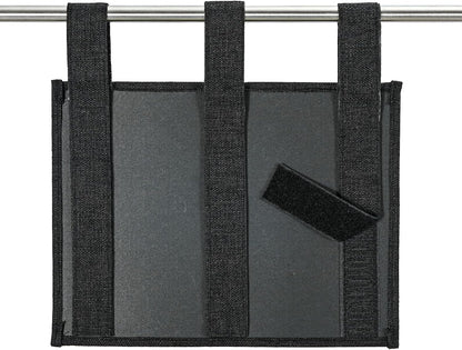 Zafit Linen Bedside Caddy, Bedside Storage Organizer for Hospital Beds, College Dorm Rooms or Baby Bed (4 Pockets-Black)