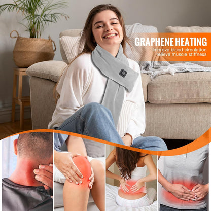 Girasol Heated Neck Wrap Heated Scarf for Neck Pain Relief, Neck Heating Pad with 5000mAh Power Bank, Cordless Thermal Neck Brace Electric Heated Neck Warmer with 3 Heating Levels (Purple)