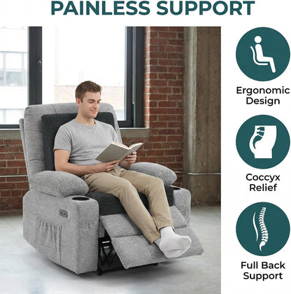 baibu Memory Foam Recliner Cushions with Lumbar Support Pillow Set for Elderly, 20x20x5 Inch Dual-Layer Design Non-Slip Recliner Seat Cushion & Back Support Pillow for Reduce Hip & Lumbar Pain, Brown