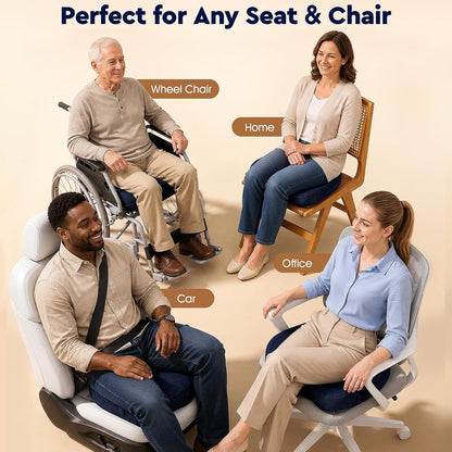 TushGuard Seat Cushion, Memory Foam Office Chair Cushion - Black, Large