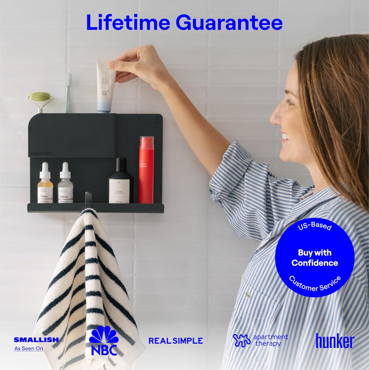 WallShelfie Bedside Wall Organizer & Dorm Decor for Dorm Room - White